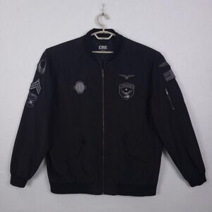 CSG Jacket Mens 3XL Black Bomber Freedom Liberty USA Flag Patriotic Patches